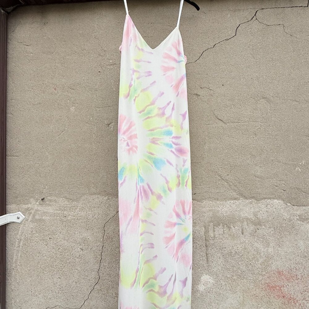 AFRM Amina Mesh Knit Blanc Spiral Tie Dye Midi Dress-Size Medium - Picture 2 of 3
